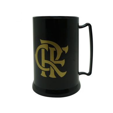 Mini Caneca  Flamengo Gel Preta Com Escudo Dourado