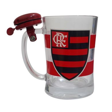 Caneca Flamengo de Vidro com Campainha  650 ml