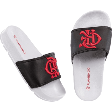 Chinelo Infantil Slide Flamengo - Preto com Detalhes Vermelhos