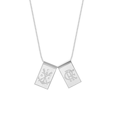 Escapulário Escudo e Regatas em Prata 925 com Corrente Veneziana 17 de 62 cm - Oficial Flamengo