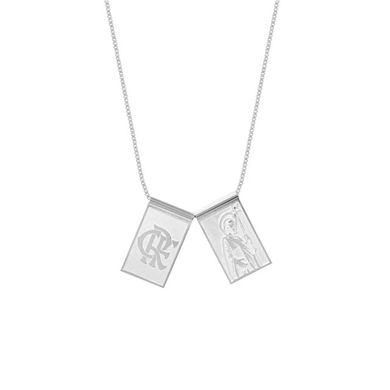 Escapulário Escudo Flamengo e São Judas Tadeu em Prata 925 com Corrente Veneziana 17 de 62 cm - Oficial Flamengo