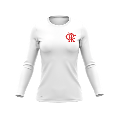 Camisa Flamengo Feminina Manga Longa Protection Branca Braziline