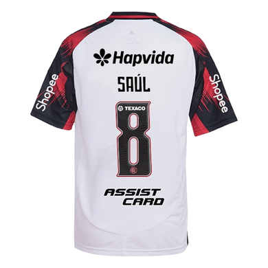Manto Flamengo Infantil Jogo 2 Adidas 2025 – Com Kit Patrocínio – Saúl 8